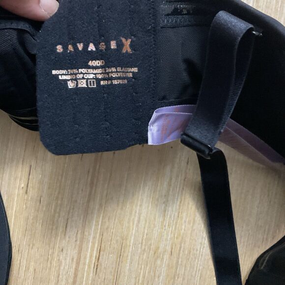 Savage x Fenty New Microfiber Push Up Bra Caviar 40DD Black Adjustable Straps - Picture 3 of 4